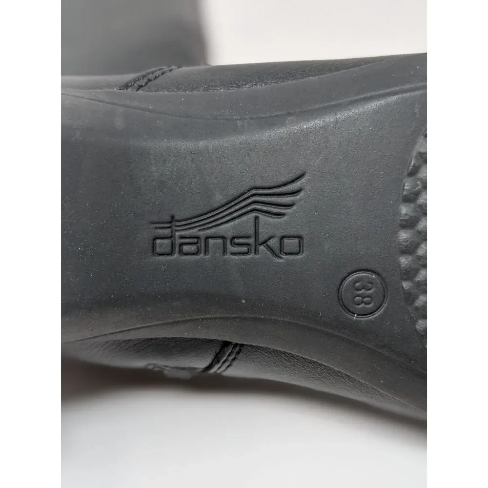 Dansko Francesca Black Milled Leather Tall Boots Womens 8